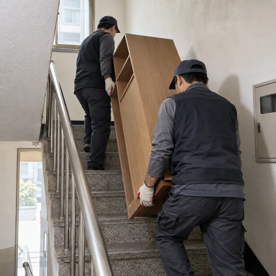 빌라 계단 운반 폐기물처리 AI 예시 이미지